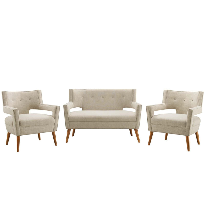 Sheer 3 Piece Upholstered Fabric Set