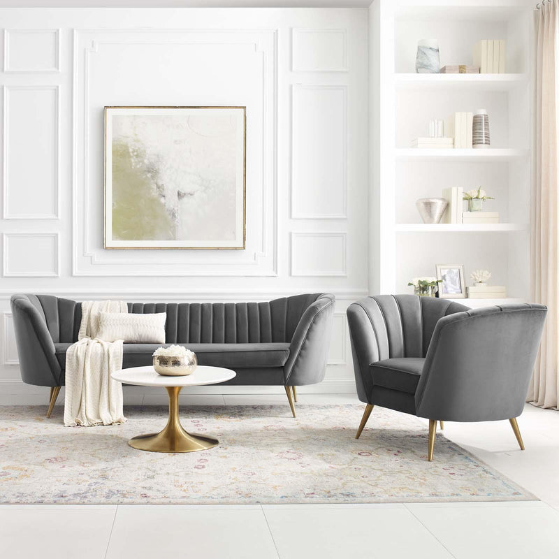 Opportunity Performance Velvet Sofa and Armchair Set