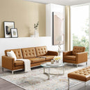 Loft Tufted Upholstered Faux Leather Sofa and Armchair Set