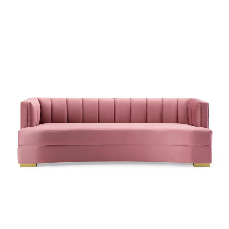 Encompass Channel Tufted Performance Velvet Curved Sofa