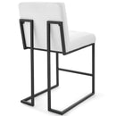 Privy Black Stainless Steel Upholstered Fabric Counter Stool