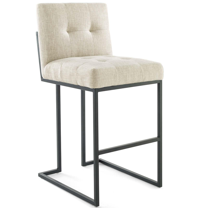 Privy Black Stainless Steel Upholstered Fabric Bar Stool