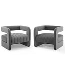 Range Tufted Performance Velvet Accent Armchair Set of 2