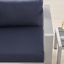 Shore Sunbrella� Fabric Aluminum Outdoor Patio Right-Arm Loveseat