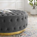 Ensconce Tufted Performance Velvet Round Ottoman