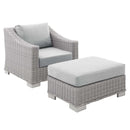 Conway Sunbrella� Outdoor Patio Wicker Rattan 2-Piece Armchair and Ottoman Set