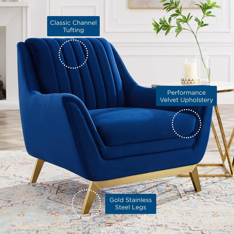 Winsome Channel Tufted Performance Velvet Armchair