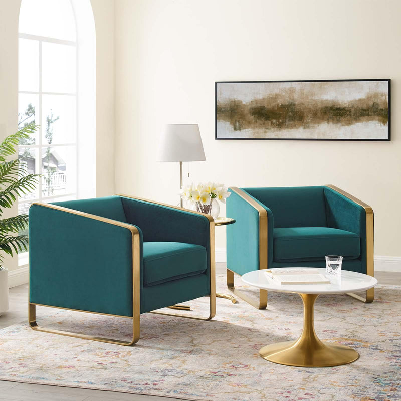 Visualize Armchair Performance Velvet Set of 2