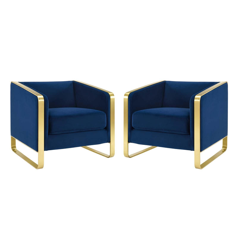Visualize Armchair Performance Velvet Set of 2