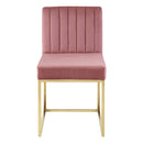 Carriage Channel Tufted Sled Base Performance Velvet Dining Chair