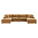 Commix Down Filled Overstuffed Performance Velvet 6-Piece Sectional Sofa