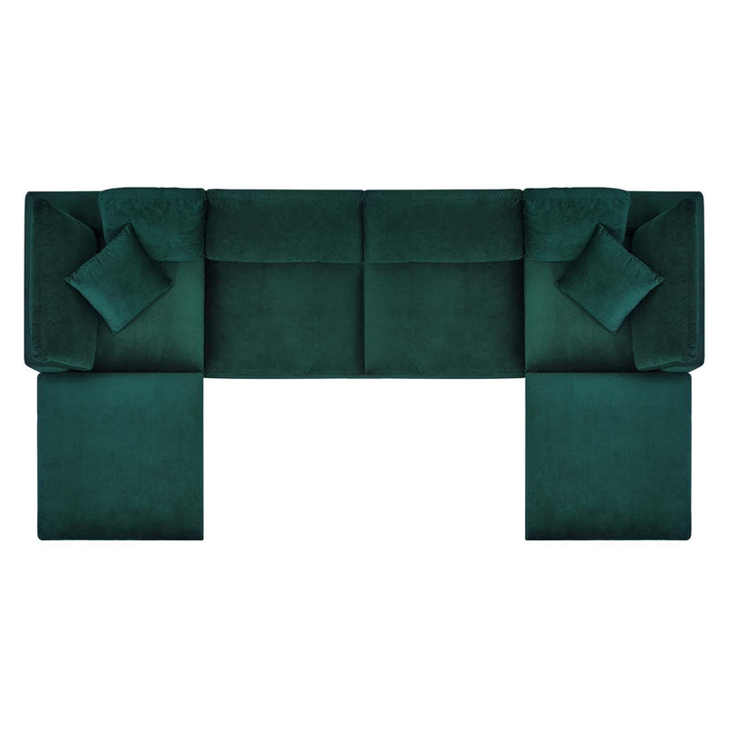 Commix Down Filled Overstuffed Performance Velvet 6-Piece Sectional Sofa
