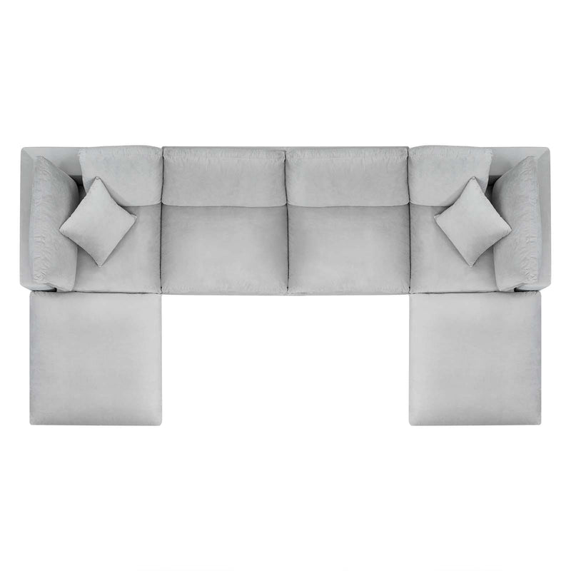 Commix Down Filled Overstuffed Performance Velvet 6-Piece Sectional Sofa