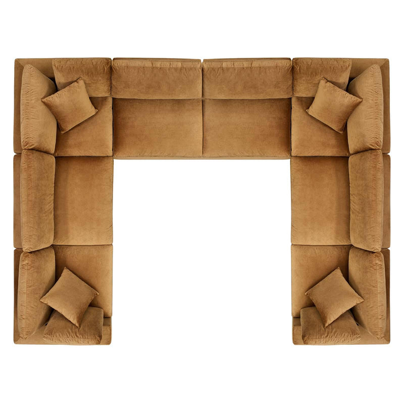 Commix Down Filled Overstuffed Performance Velvet 8-Piece Sectional Sofa