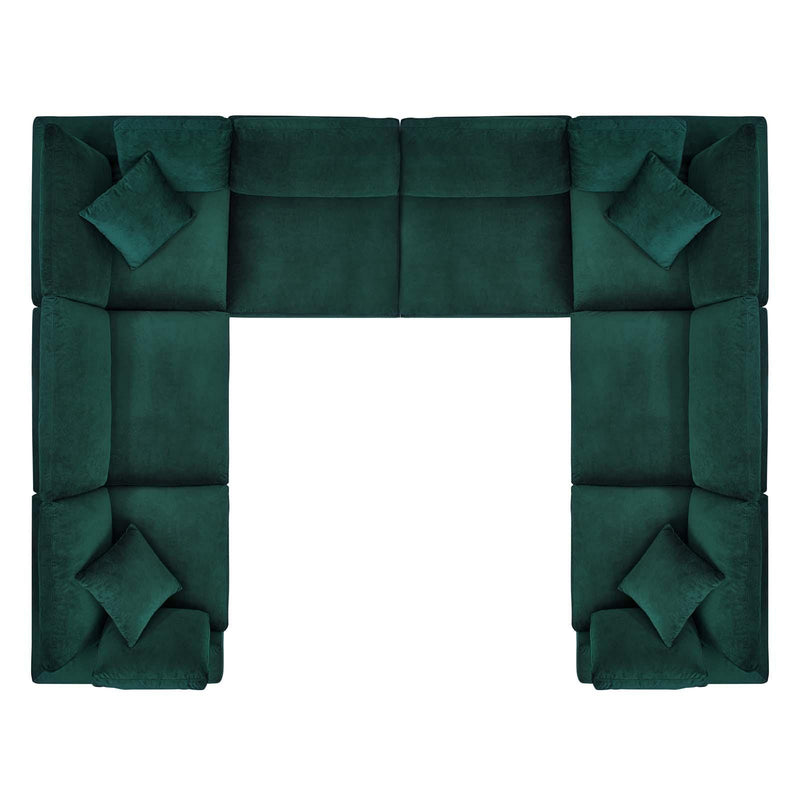 Commix Down Filled Overstuffed Performance Velvet 8-Piece Sectional Sofa