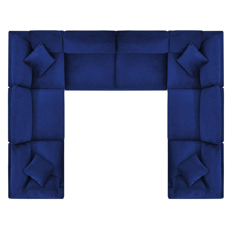 Commix Down Filled Overstuffed Performance Velvet 8-Piece Sectional Sofa
