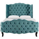 Violette Queen Tufted Wingback Performance Velvet Platform Bed