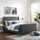 Aubree Queen Upholstered Fabric Sleigh Platform Bed