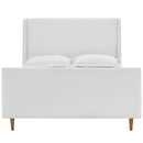 Aubree Queen Upholstered Fabric Sleigh Platform Bed
