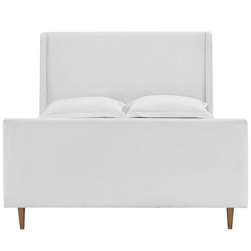 Aubree Queen Upholstered Fabric Sleigh Platform Bed
