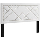 Reese Nailhead Full / Queen Upholstered Linen Fabric Headboard