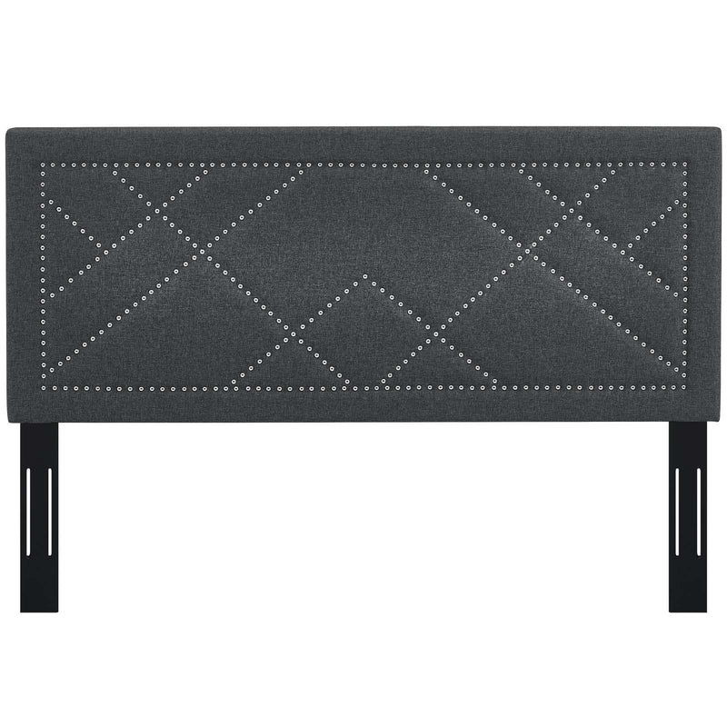Reese Nailhead Full / Queen Upholstered Linen Fabric Headboard
