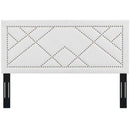 Reese Nailhead King and California King Upholstered Linen Fabric Headboard