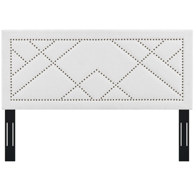 Reese Nailhead Full / Queen Upholstered Linen Fabric Headboard