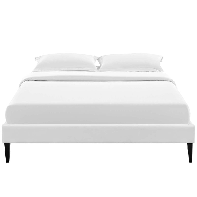 Tessie Full Vinyl Bed Frame with Squared Tapered Legs