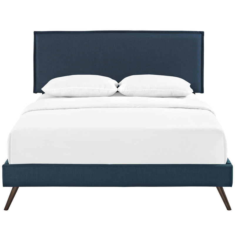 Amaris Queen Fabric Platform Bed with Round Splayed Legs