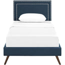 Virginia Twin Fabric Platform Bed with Round Splayed Legs