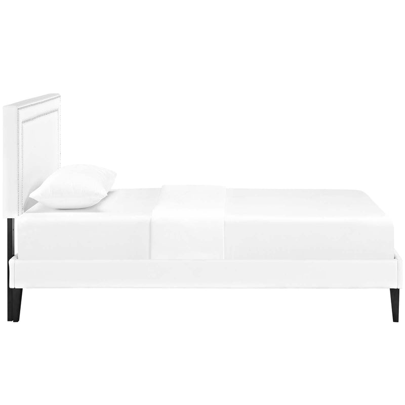 Virginia Twin Vinyl Platform Bed with Squared Tapered Legs