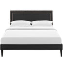 Virginia King Vinyl Platform Bed with Squared Tapered Legs