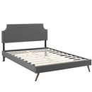 Corene King Fabric Platform Bed with Round Splayed Legs