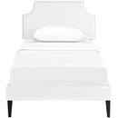 Corene Twin Vinyl Platform Bed with Squared Tapered Legs