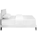 Corene Queen Vinyl Platform Bed with Squared Tapered Legs