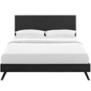 Macie Queen Vinyl Platform Bed with Round Splayed Legs