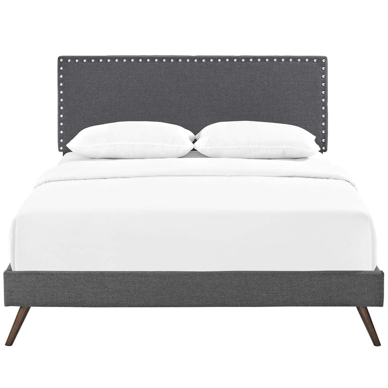 Macie Full Fabric Platform Bed with Round Splayed Legs