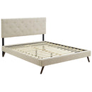 Tarah King Fabric Platform Bed with Round Splayed Legs