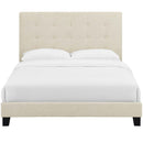 Melanie King Tufted Button Upholstered Fabric Platform Bed
