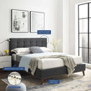 McKenzie Queen Biscuit Tufted Upholstered Fabric Platform Bed