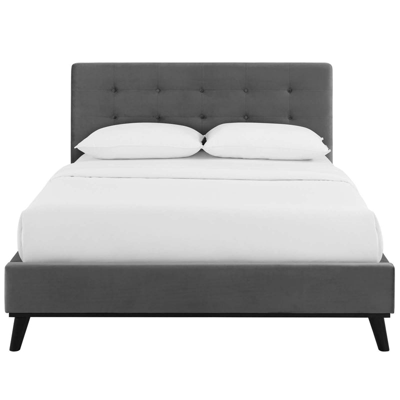 McKenzie Queen Biscuit Tufted Performance Velvet Platform Bed