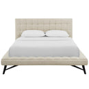 Julia Queen Biscuit Tufted Upholstered Fabric Platform Bed