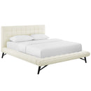 Julia Queen Biscuit Tufted Upholstered Fabric Platform Bed