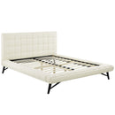 Julia Queen Biscuit Tufted Upholstered Fabric Platform Bed