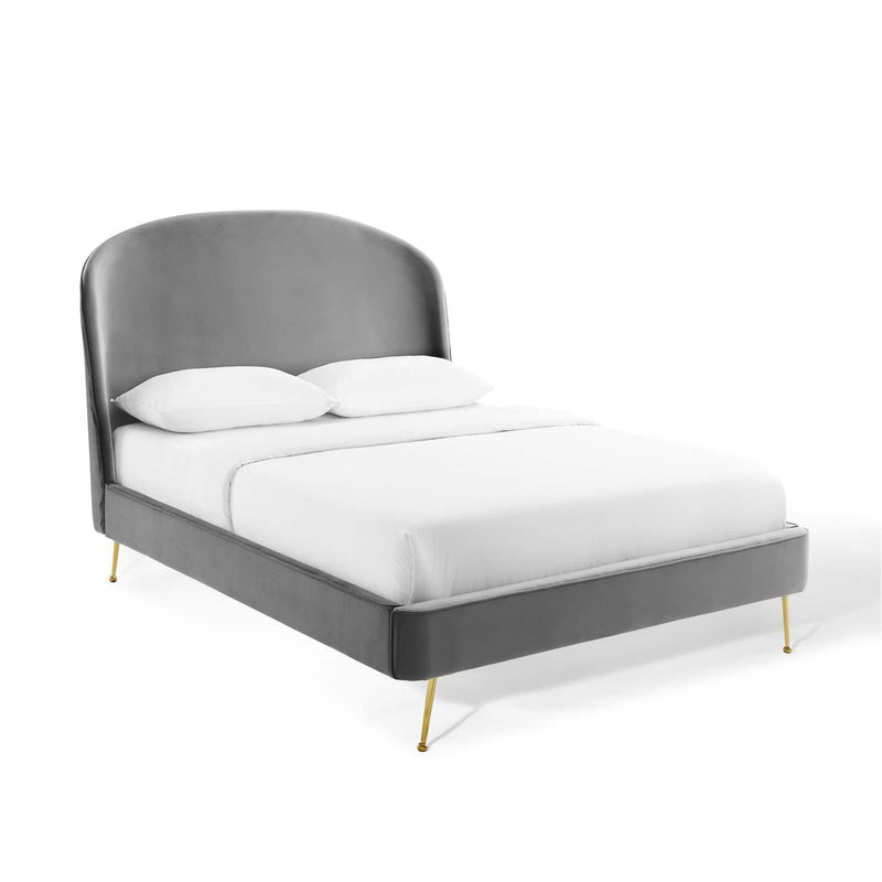 Mira Upholstered Performance Velvet Queen Platform Bed