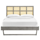 Sidney Cane and Wood King Platform Bed With Angular Legs