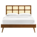 Sidney Cane and Wood King Platform Bed With Splayed Legs