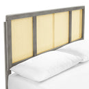 Kelsea Cane and Wood King Platform Bed With Angular Legs