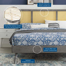 Kelsea Cane and Wood Queen Platform Bed With Splayed Legs